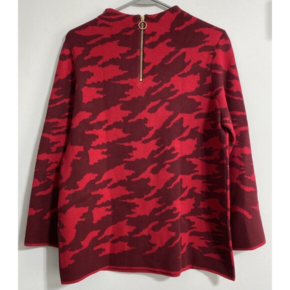 Chico's Sweater Women's 1 Or M 8 Red Maroon Print Pullover Back Zip Cozy NEW - Picture 3 of 14